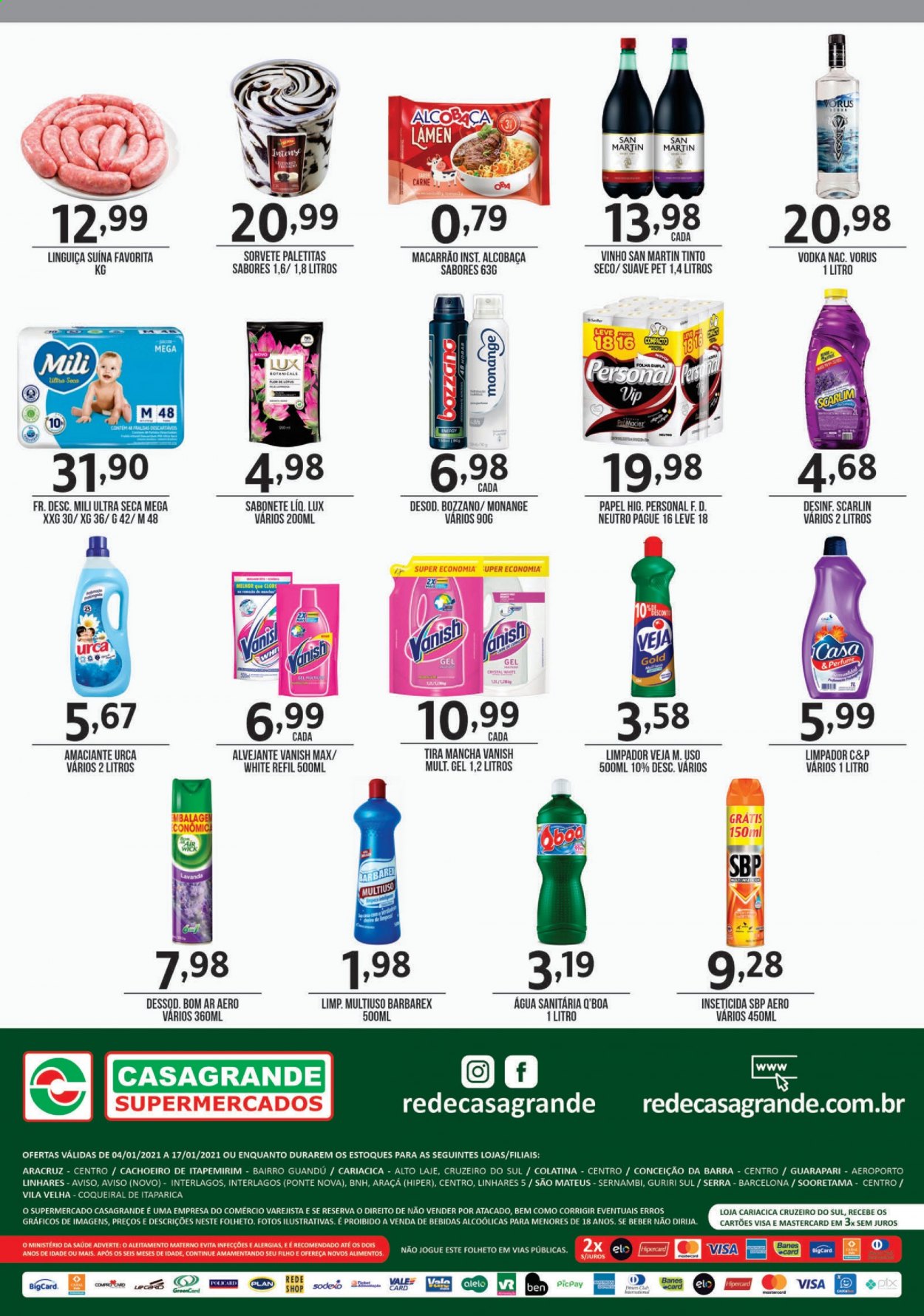 Encarte Casagrande Supermercados  - 04.01.2021 - 17.01.2021.
