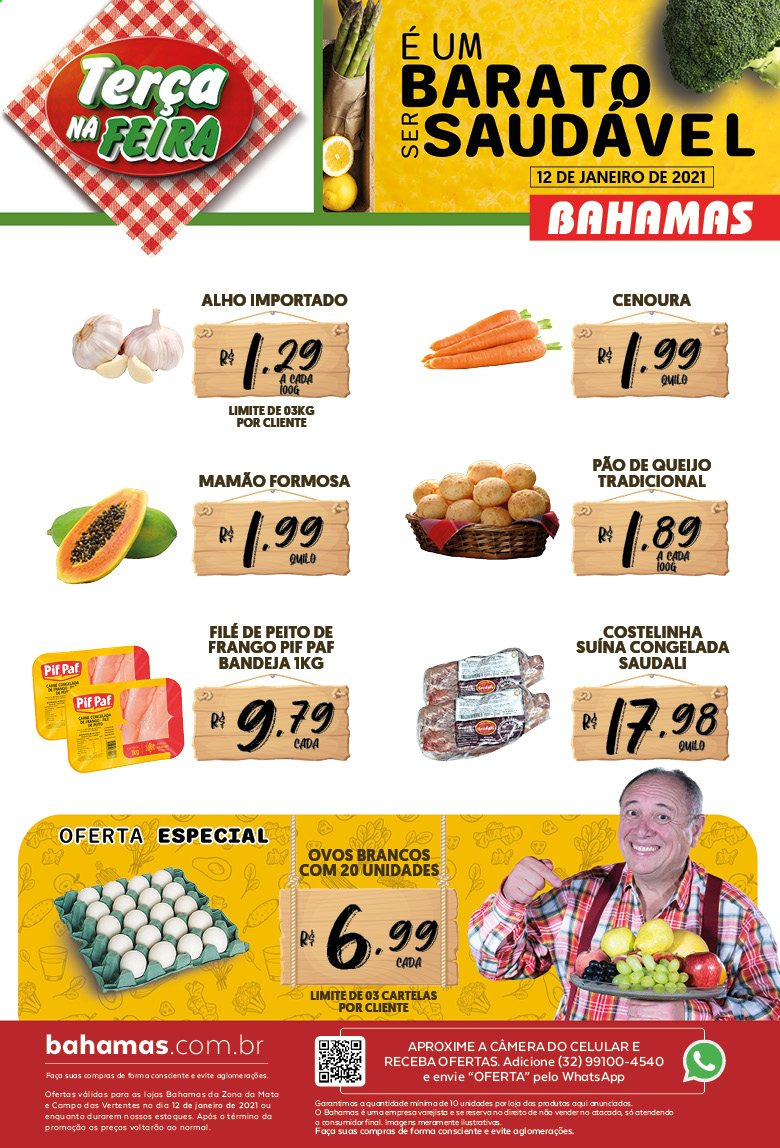 Encarte Bahamas Supermercados  - 12.01.2021 - 12.01.2021.