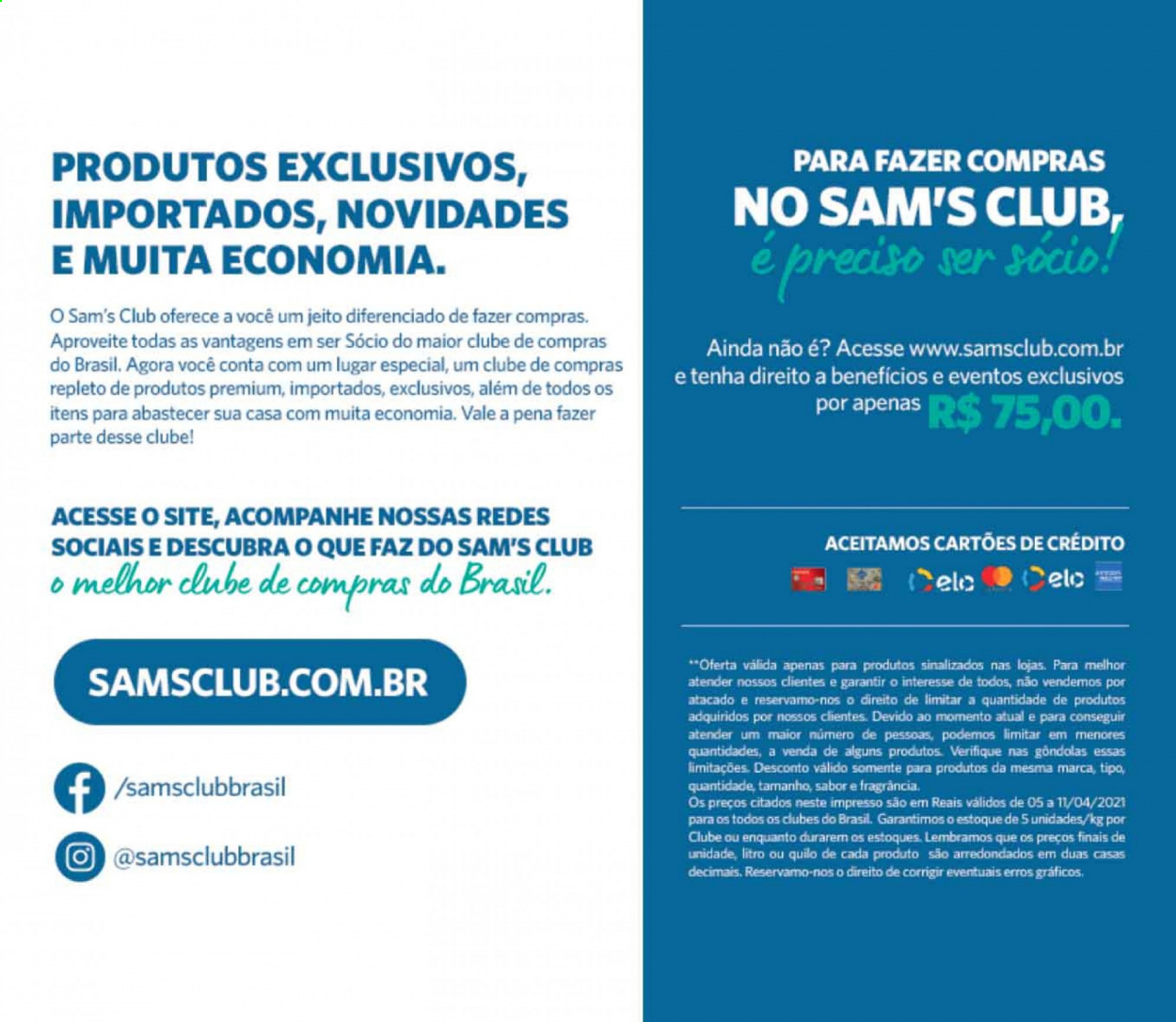 Encarte Sam's Club  - 05.04.2021 - 11.04.2021.