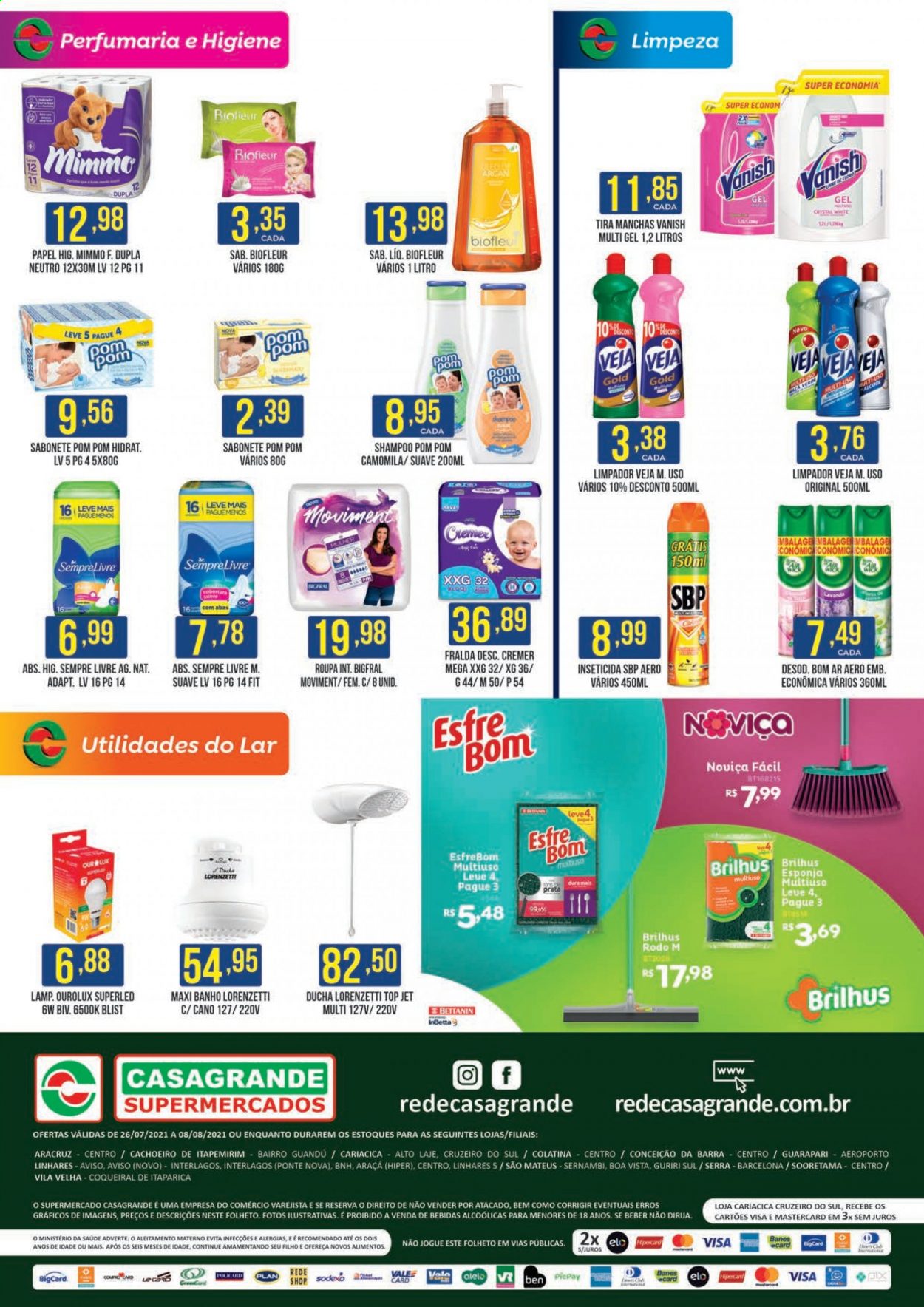 Encarte Casagrande Supermercados  - 26.07.2021 - 08.08.2021.
