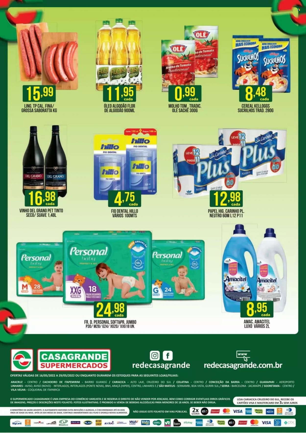 Encarte Casagrande Supermercados  - 16.05.2022 - 29.05.2022.