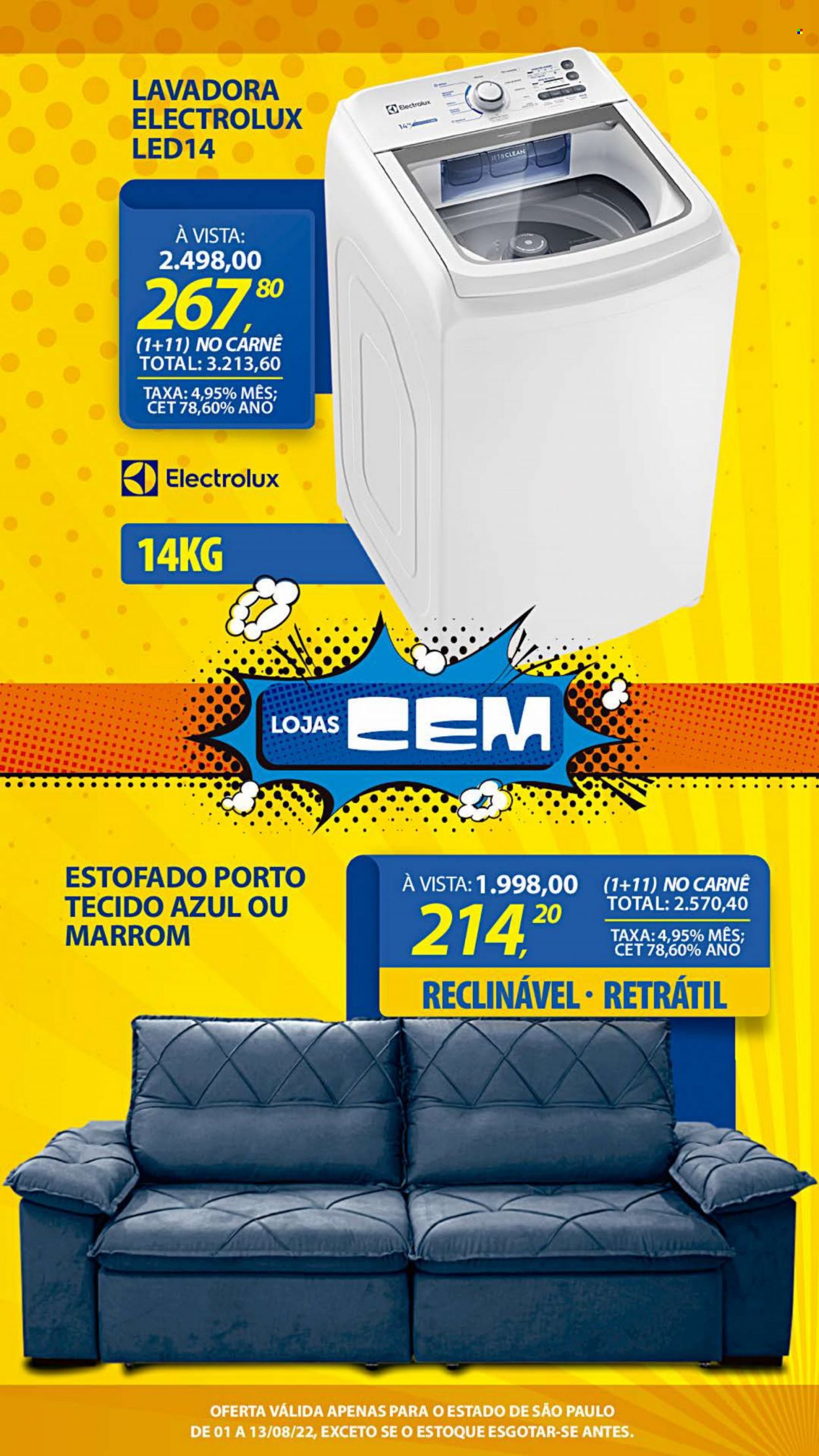 Encarte Lojas Cem  - 01.08.2022 - 13.08.2022.
