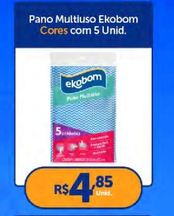 Pano Multiuso Ekobom Cores com 5 Unid.