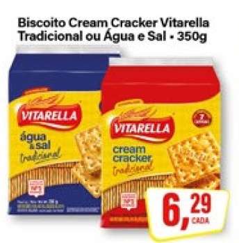 Biscoito Cream Cracker Vitarella Tradicional ou Água e Sal - 350g