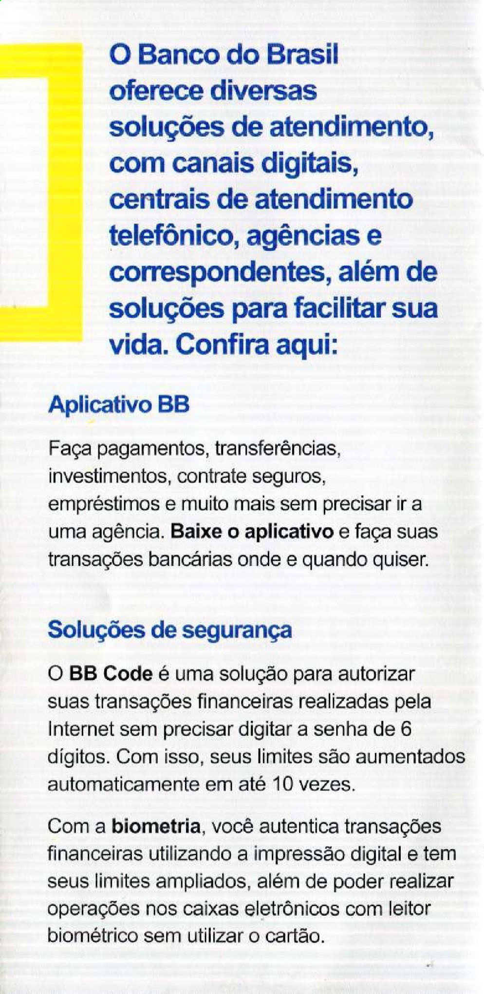 Encarte Banco do Brasil .